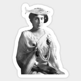 Classy Woman Wearing A Fish Hat - 1914 Sticker